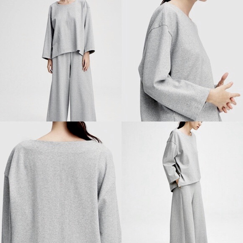 Nap Cotton Loose-Cut Boxy Gray Sweatshirt | Large
